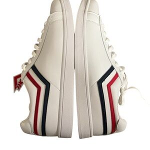 NWT Pony White Leather Sneakers with Red and Navy Stripes